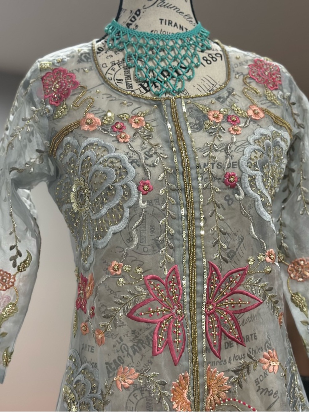 🌸 Embroidered Sheer Kurta Set – 2 Piece | Elegant Occasion Wear